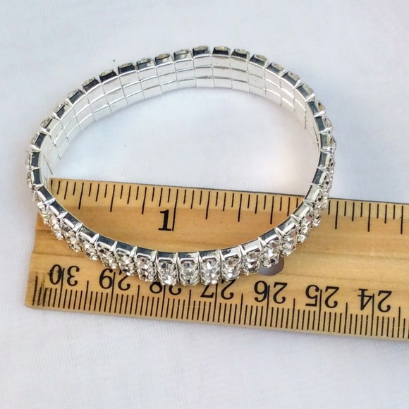 SALE $15 Rhinestone 3 Row Stretch Bracelet - Picture 7 of 7